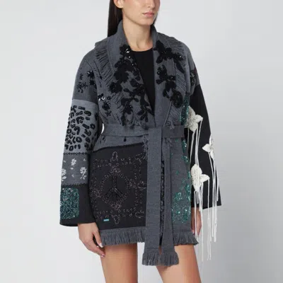 Alanui Cardigan Midnight In Manhattan In Jacquard Knit In Neutral