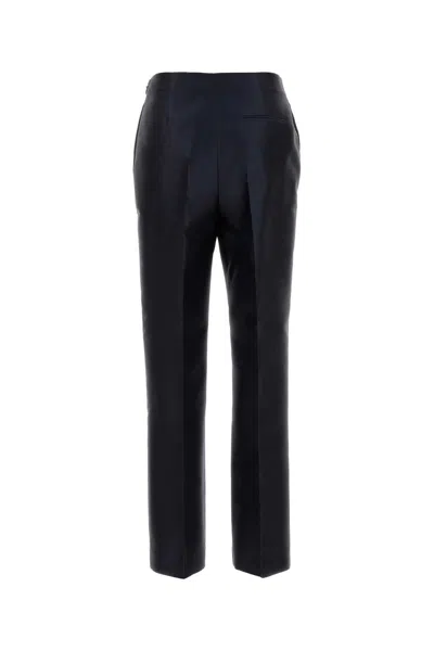 Alberta Ferretti Satin Finish Straight Leg Trousers With Pockets In Black