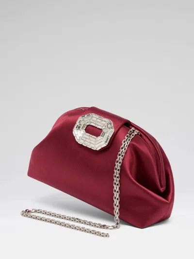 Amina Muaddi Wine Red Satin Camelia Bag In Red