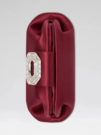 Amina Muaddi Wine Red Satin Camelia Bag In Red