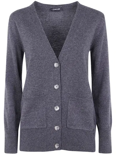Anneclaire Wool & Cashmere Fitted Cardigan In Black
