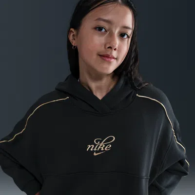 Nike Sportswear Club Fleece Big Kids' (girls') Boxy Hoodie In Black
