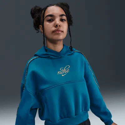 Nike Sportswear Club Fleece Big Kids' (girls') Boxy Hoodie In Blue