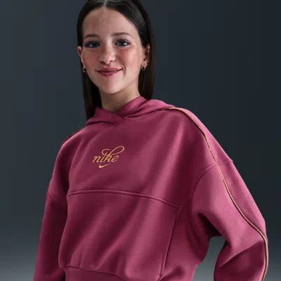 Nike Sportswear Club Fleece Big Kids' (girls') Boxy Hoodie In Purple