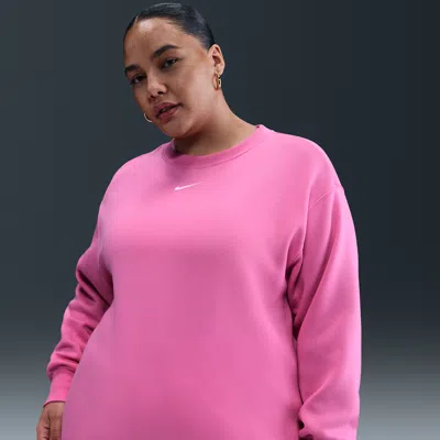Nike Women's  Sportswear Phoenix Fleece Oversized Crew-neck Sweatshirt (plus Size) In Pink