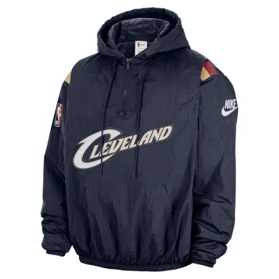 Nike Cleveland Cavaliers Hardwood Clasics  Men's Therma-fit Nba 1/2-zip Hoodie In Blue