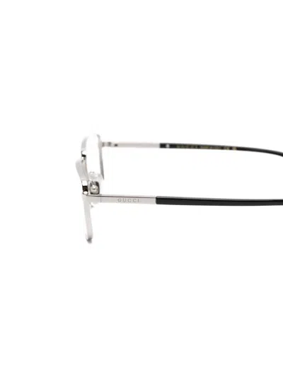 Gucci Rectangle-frame Glasses In Silver