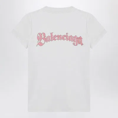 Balenciaga White T-shirt With Logo Prints In Blue