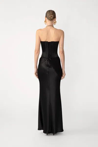 Sau Lee Della Satin Corset Top In Black