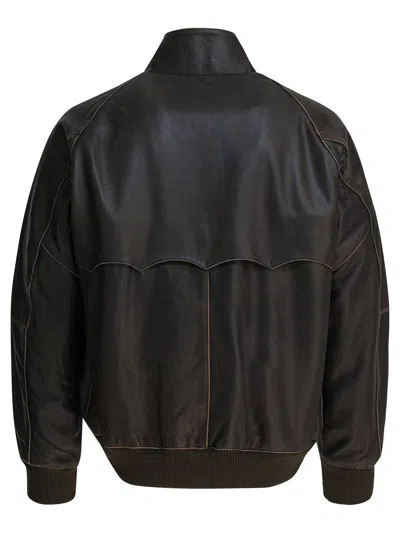 Baracuta G9 Zip Tartan Panel Jacket In Brown