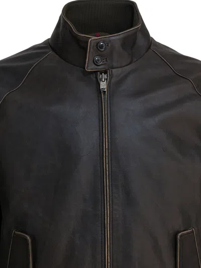 Baracuta G9 Zip Tartan Panel Jacket In Brown