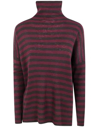 Base Extrafine Merino Wool Striped Turtleneck In Multi