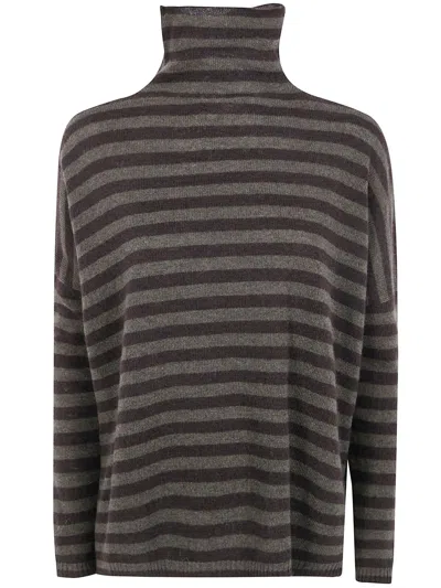 Base Extrafine Merino Wool Striped Turtleneck In Multi