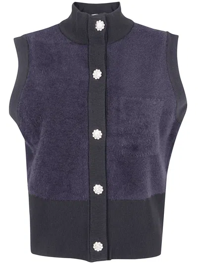 Blugirl Button Sleeveless Cardigan In Purple