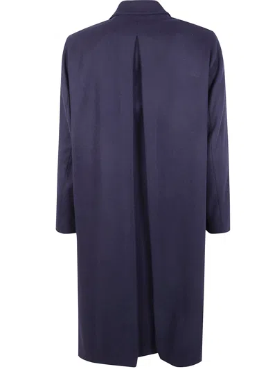 Boglioli Long Sleeve Coat With Notched Lapel And Vent In Blue