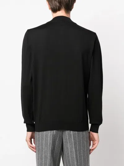 Hugo Boss Boss Sweater With Zipper In Virgin Wool In Black