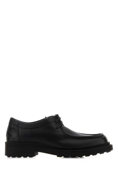 Bottega Veneta Black Leather Ben Lace-up Shoes In Black