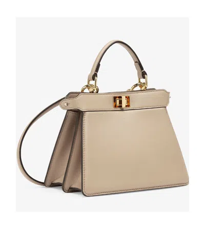 Fendi Dove Grey Padded Nappa Leather Bag In Brown