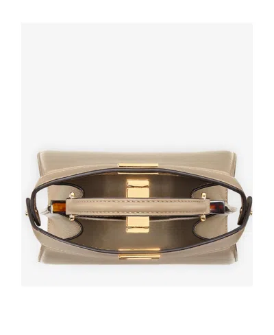 Fendi Dove Grey Padded Nappa Leather Bag In Brown