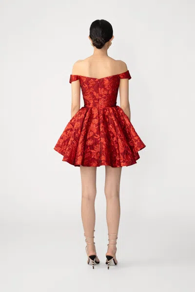 Sau Lee Jem Brocade Mini Dress In Red