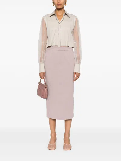 Brunello Cucinelli Silk Shirt With Shiny Details In Neutral