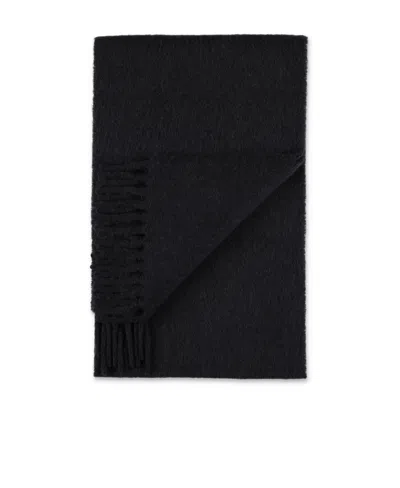 Marni Logo Patch Fringed Scarf In Black