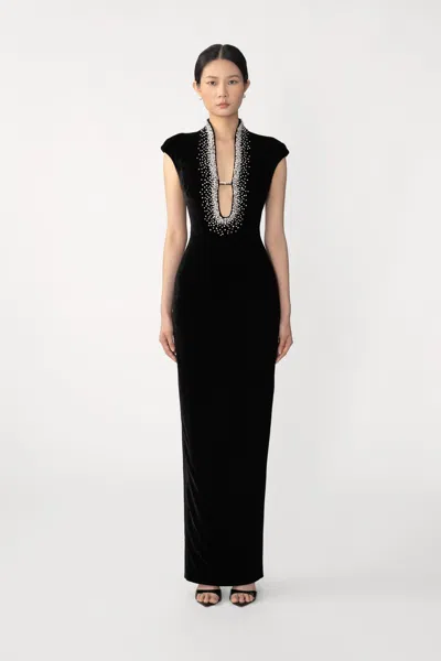 Sau Lee Lenora Velvet Gown In Black