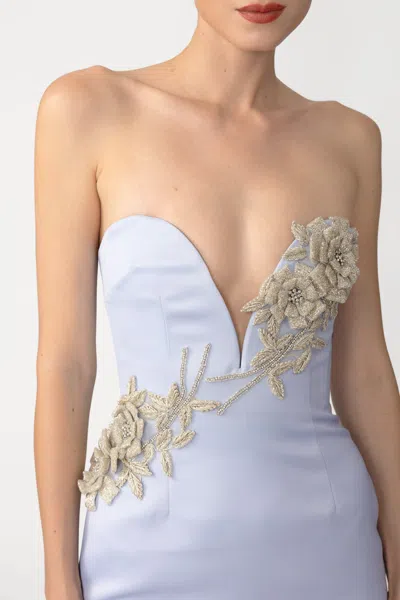 Sau Lee Luna Satin Gown In Blue