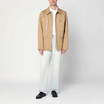 Namacheko Collared Cotton Jacket With Front Zip Pockets In Gold