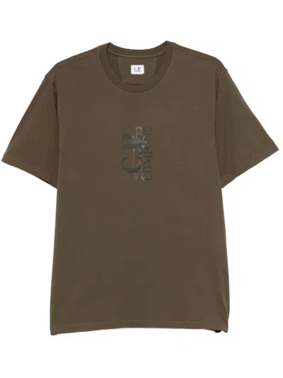 C.p. Company C.p.company Jersey Logo T-shirt In Brown
