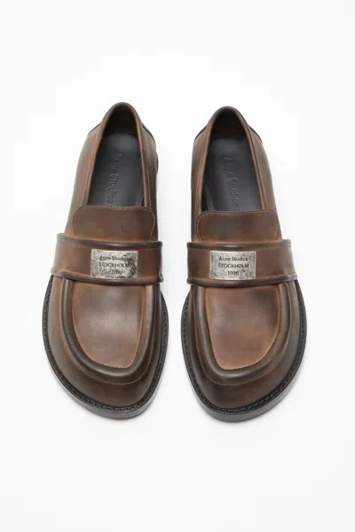 Acne Studios Vintage Leather Loafers In Brown