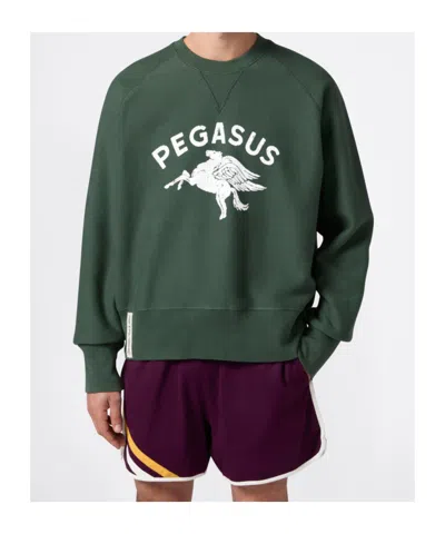 Champion Graphic Print Crew Neck Cotton Sweatshirt In Green