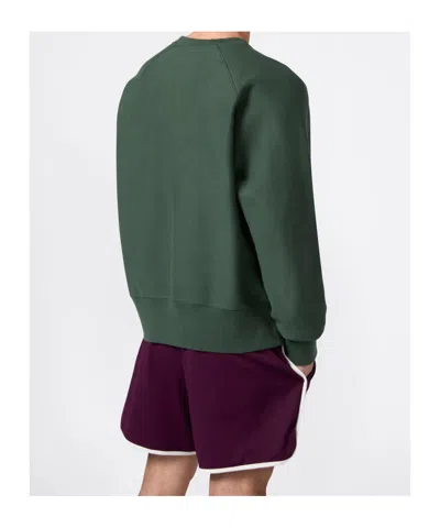 Champion Graphic Print Crew Neck Cotton Sweatshirt In Green