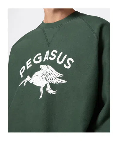 Champion Graphic Print Crew Neck Cotton Sweatshirt In Green