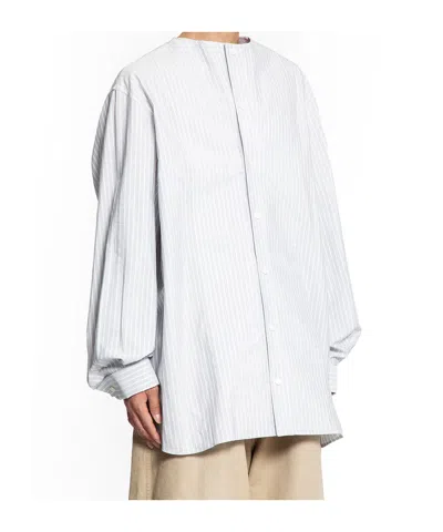 Hed Mayner Oversized Pinstripe Shirt In White