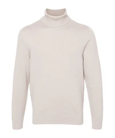 Drumohr Wool Turtleneck Sweater Long Sleeves In White