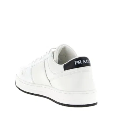 Prada White Calf Leather Bos Taurus Low Top Sneakers In White