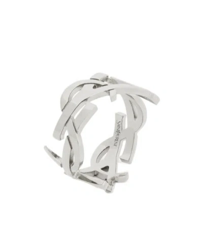 Saint Laurent Cassandre Silver-tone Ring In Metallic