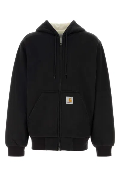 Carhartt Hooded Sweatshirt Featuring Kangaroo Pocket In Black