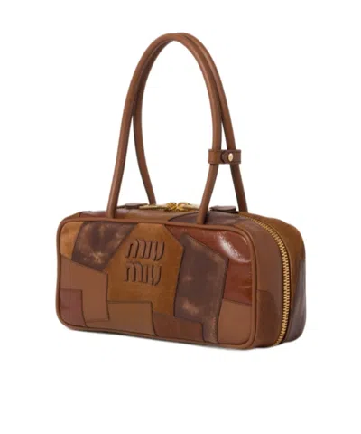 Miu Miu Beau Small Leather Top-handle Bag In Brown