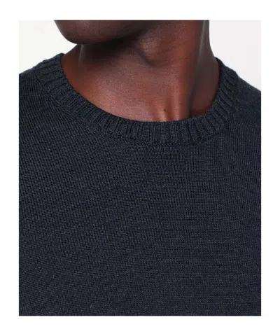Drumohr Charcoal Grey Wool Crew Neck Sweater In Black