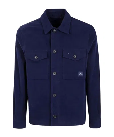 Paul Smith Military Style Overshirt Jacket For Men In Blue