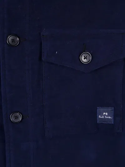 Paul Smith Military Style Overshirt Jacket For Men In Blue