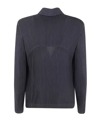 Issey Miyake Hatching Pleats Pleated Jacket In Blue