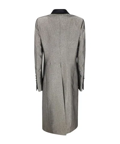 Sapio Long Textured Coat Notch Lapel In Gray