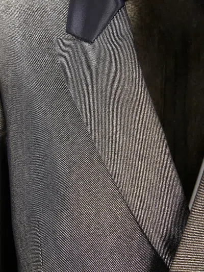 Sapio Long Textured Coat Notch Lapel In Gray