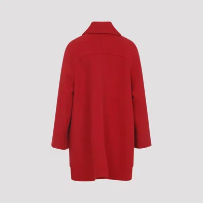Valentino Wool Coat With Ribbed Collar And Cuffs In Red