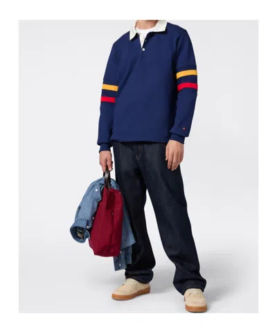 Champion Stripe-detail Long-sleeve Polo Shirt In Blue
