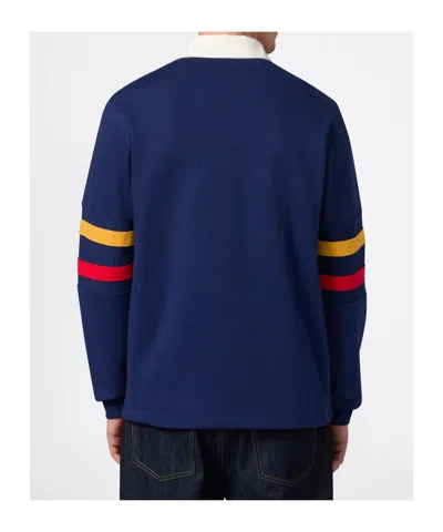 Champion Stripe-detail Long-sleeve Polo Shirt In Blue