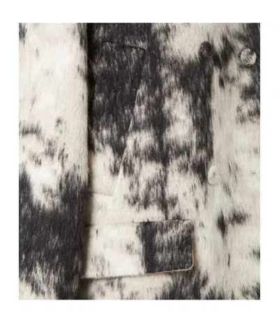 Fendi Black And White Frosted Fauna Wool Coat In Multi